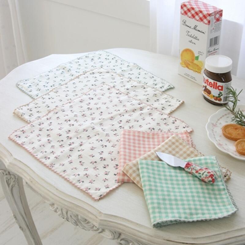 Floral double gauze kitchen cloth and dishcloth pink