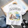 Labubu Cartoon Children's Short Sleeved T-shirt Casual Top Unisex Summer Round Neck Printed Girls' Clothing