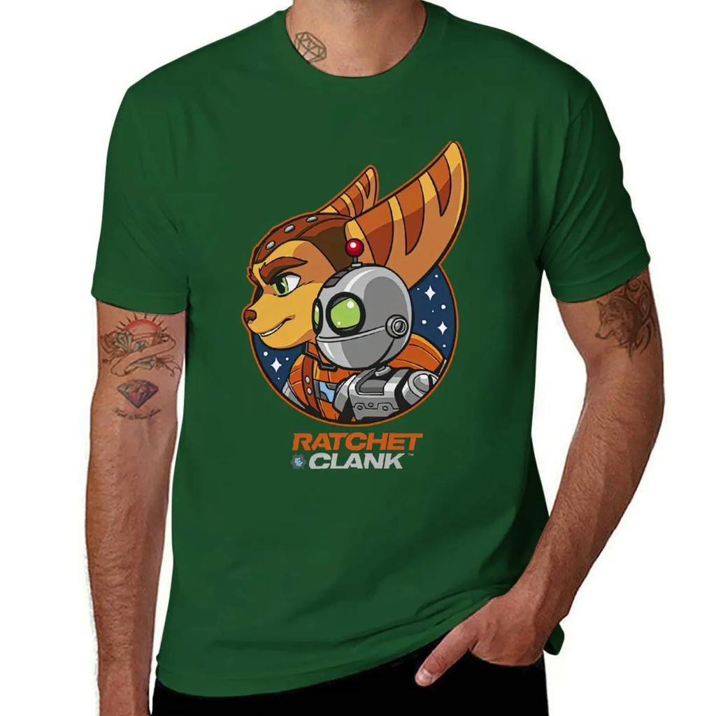 Koszulka z bohaterem Ratchet and Clank Rift Apart, figurki anime, ubrania hippie, ubrania plus size, koszulki męskie