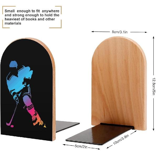

Hockey Wooden Bookends for Shelves Book Ends Holder for Home Office Library Study Decor 1 Pair