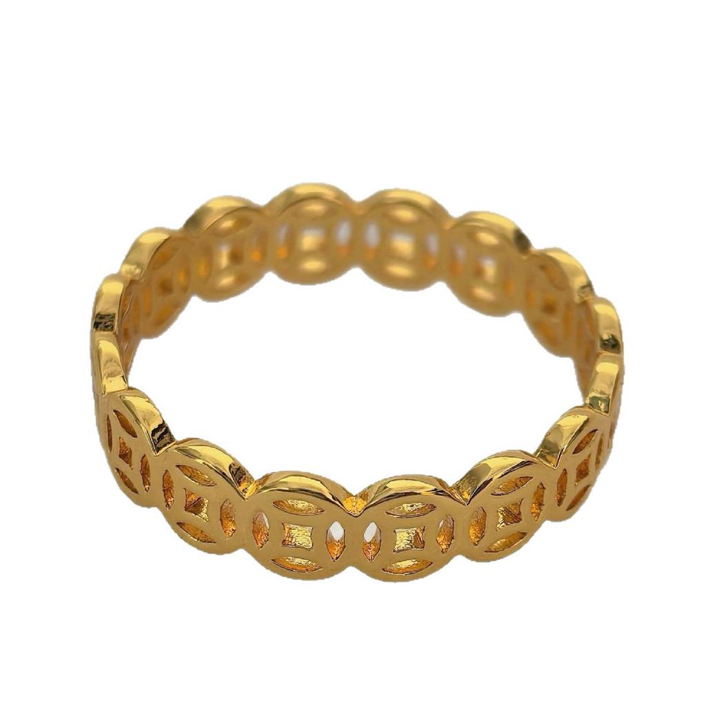 Unisex Retro Goldmünz-Paarringe: Ethnische Mode, Heiß verkaufendes Design mit geschlossenem Mund
