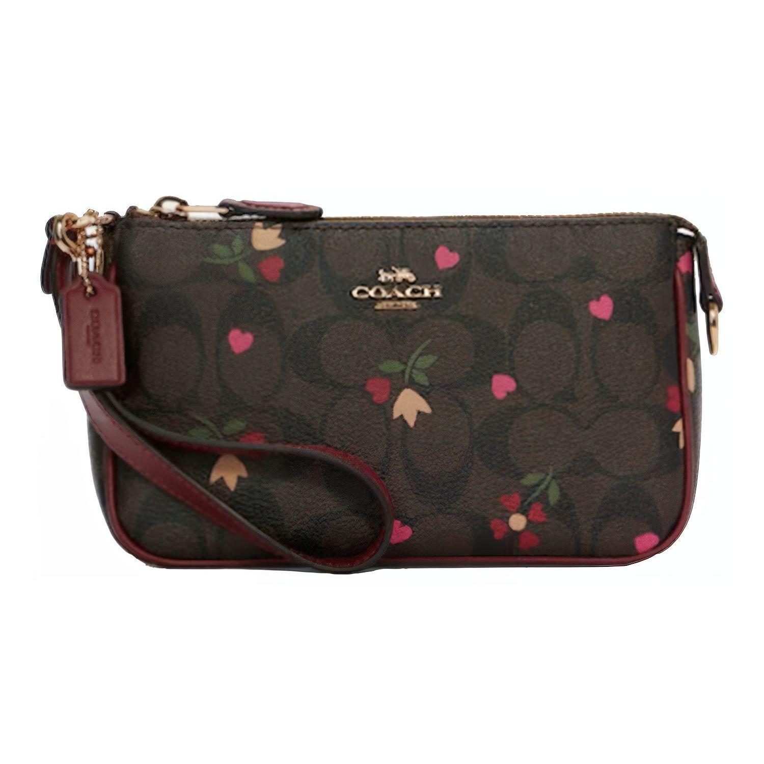 

Coach Nolita 19 Monogram Heart Floral Print Zipper Leather Shoulder Bag Clutch Small Women bags Brown Burgundy C7659-IMBMC Basic Set (Bag+Dust Bag)