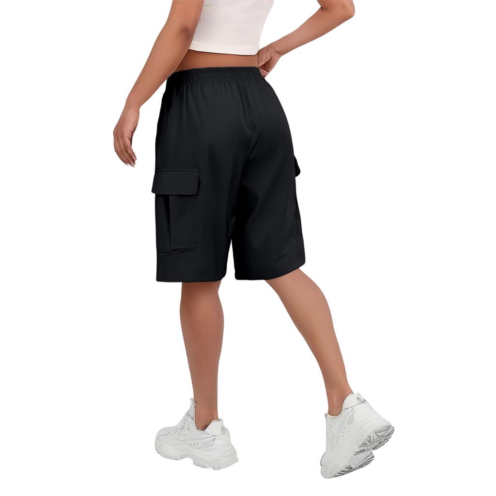 Damesommerarbeidsbukser er løse, komfortable, avslappede, moteriktige med flere lommer og ensfargede shorts