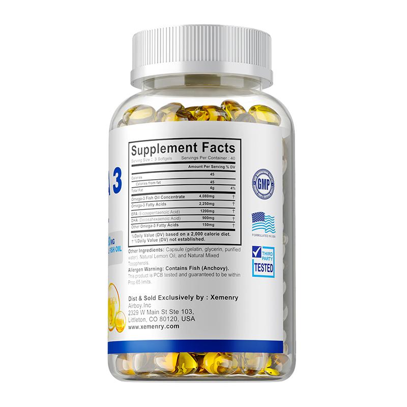 Omega-3-Fischöl 4500mg - EPA, DHA - Herz-, Gehirn- & Gelenkgesundheit - 120 Kapseln