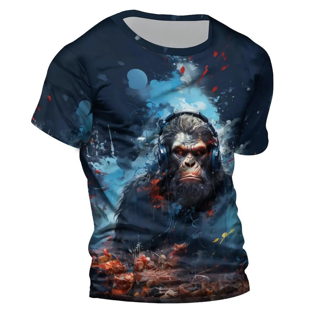 Chimpanzees 3D Tshirt For Men Fashion Hip Hop O-neck Short Sleeve Tops Harajuku Men's T-shirts Oversized Tees Shirt Man Clothing