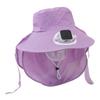 Rechargeable Solar Fan Hat With Cooling Fan And Neck Cover Design for Adult Outdoor Activity Camping Hiking Headwear  Purple