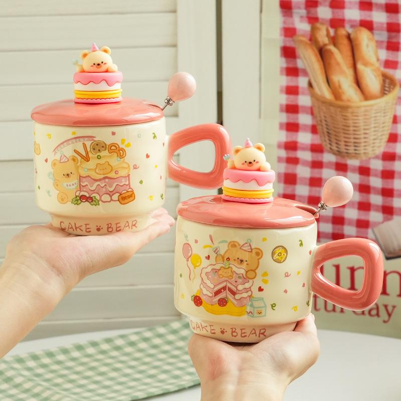 Creative Gifts Birthday Cake Ceramic Cup Children's Student Holiday Gift Cute Mug Household Teacup Water Cup