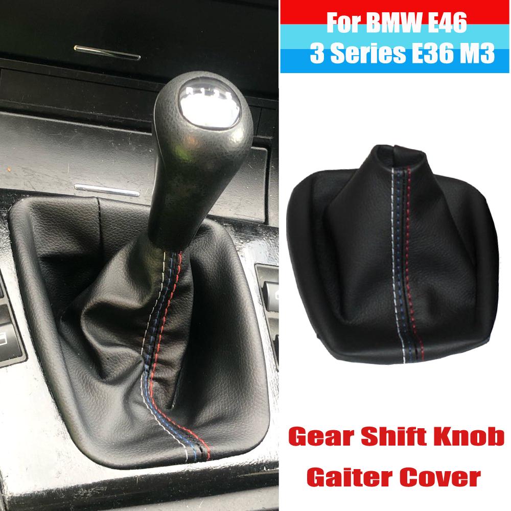 Gear Shift Knob Lever Shifter Collar Gear Shift Boot+Handbrake Gaiter Leather Cover Fit For BMW E46 3 Series E36