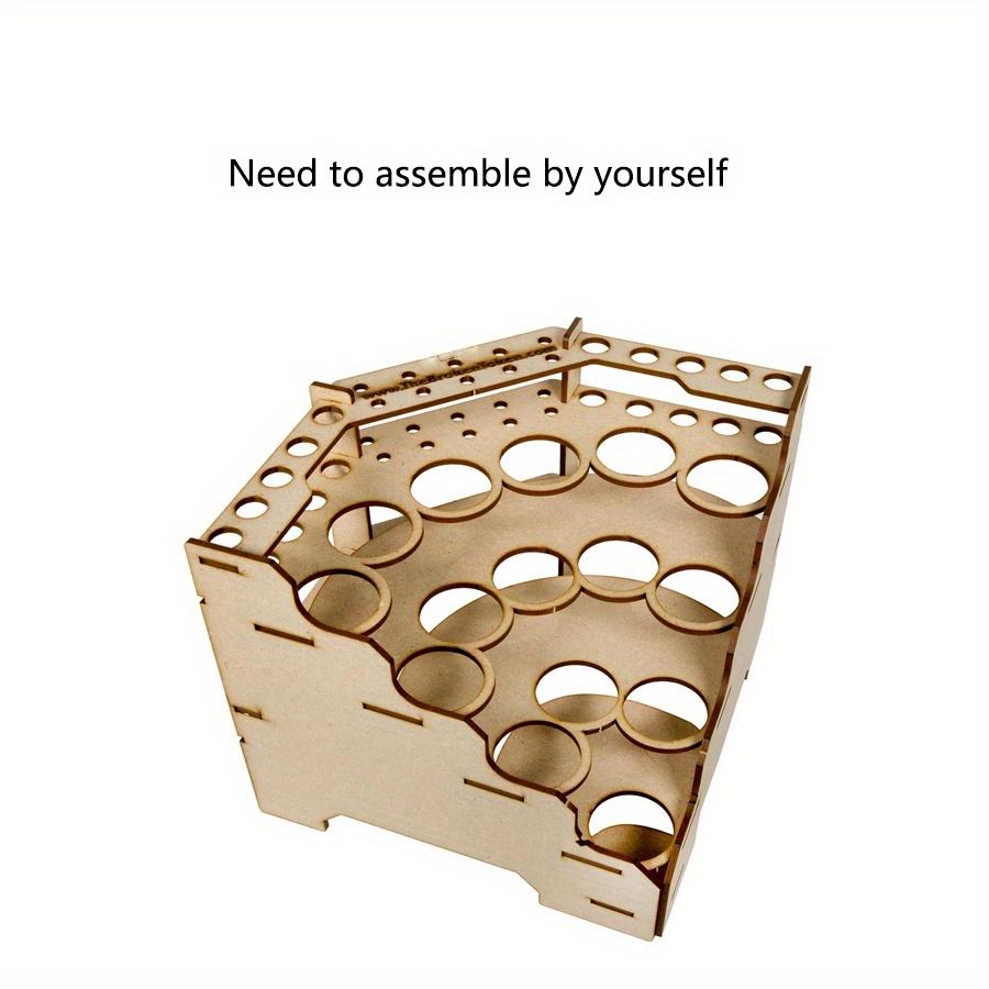 1pc 15/24 holes DIY Pigment Bottle&brush Wooden Storage Organizer Holder,Color Paint Ink Brush Stand Rackfor School&Home.