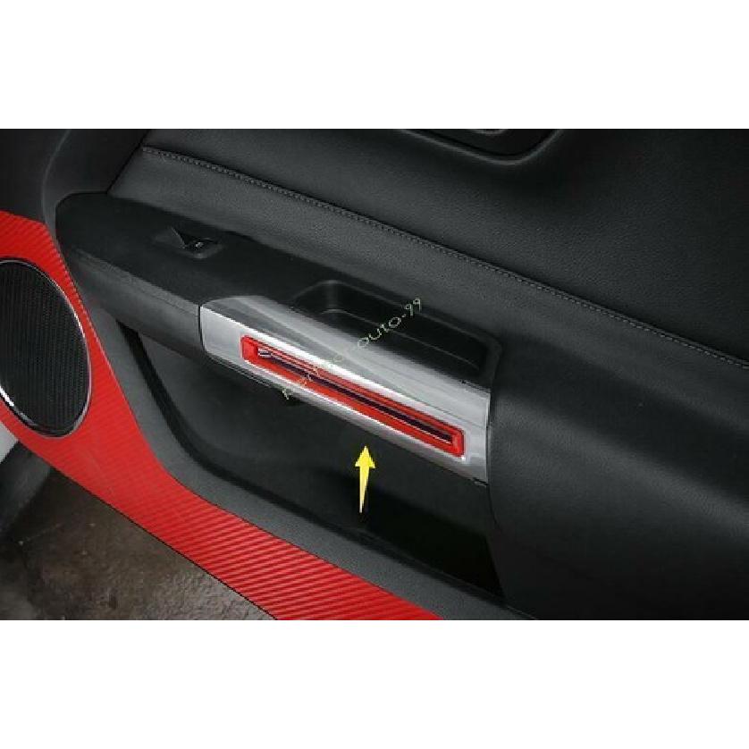 For Ford Mustang 2015- Bright Red Inner Door Handle Bowl Lock Strip Trim 2X