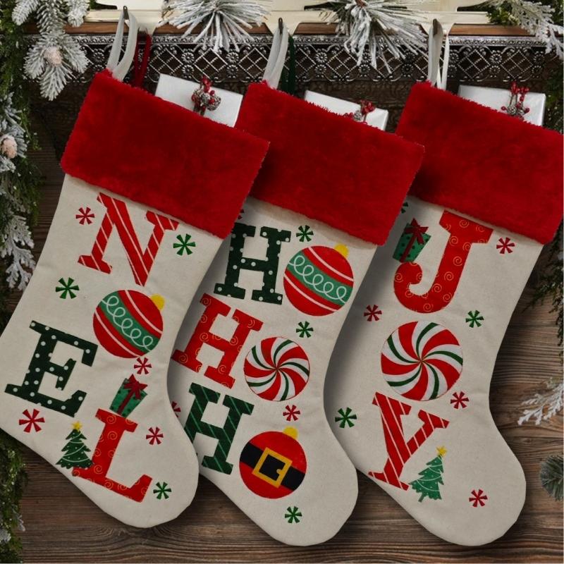 Alphabets Holiday Sock Decoration With Polyester Materials Quick Attachment Hook Multipurpose Festival Ornament
