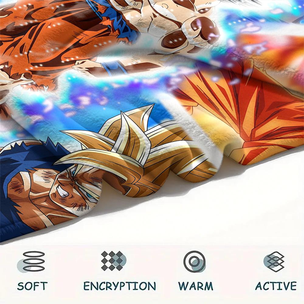 Goku Dragon Ball pattern Flannel Blanket, High quality Comfortable for All Seasons, Home Decor, Warmth and Comfort, Perfect for Gifts.