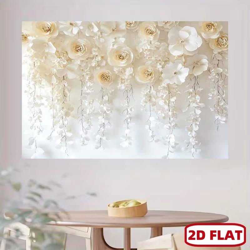 

2D Elegant White Hanging Floral Background for Valentine s Day & Couple Photoshoots 47.2x31.5inch/120*80cm