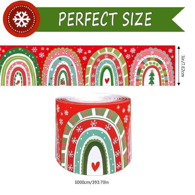 Festive Bohemians Rainbow Border Decors Waterproof Durability Paper Sticker For Holiday Classroom Bulletin Displays