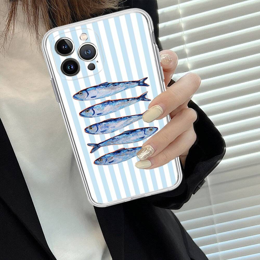 Marine Life Crabs Lobsters For IPhone 11 12 13 14 15 16 17 Pro Max Plus Air Transparent Clear Shockproof Case
