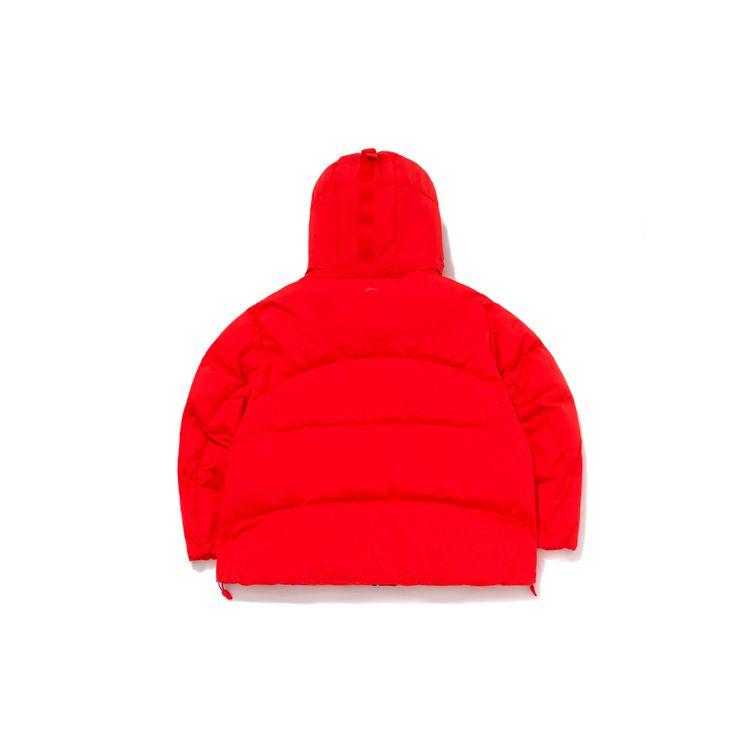 Li Ning Sports Fashion Series Warm Solid Color Removable Hooded Down Jacket Women Outerwear Red AYMQ524-2