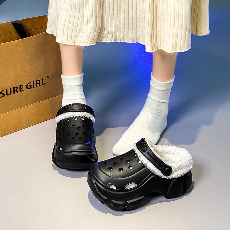 Women's Winter Platform Sandals Slippers Shoes Outdoor Thick Sole Shoes Lightweight Breathable Women Fur Flats slippers