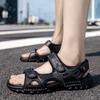 Men'S First Layer Cowhide Fashionable Trendy Comfortable Open-Toe Sandals Breathable Non-Slip Beach Sandals
