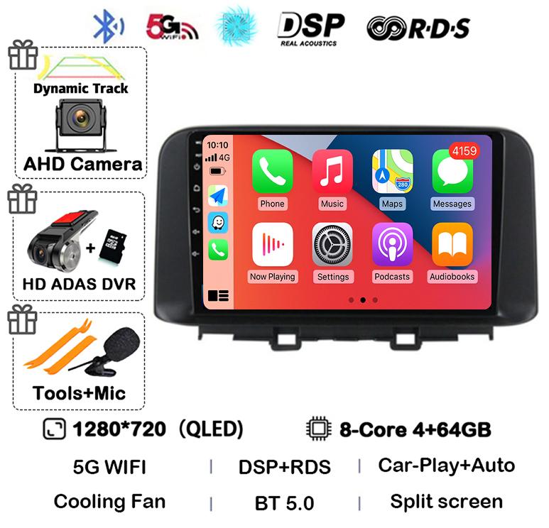 Android 14 Carplay Auto Car Radio Stereo For Hyundai Encino Kona 2018 2019 2020 2021 2022 GPS Multimedia Video Autoradio Player
