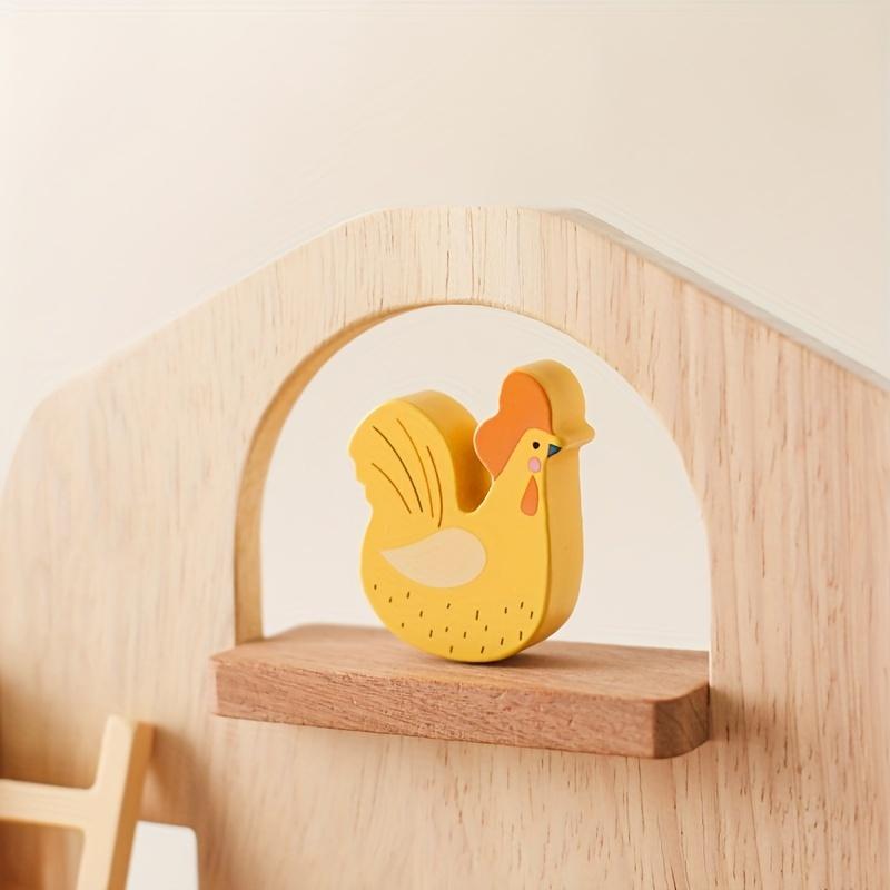 Early Education Cognitive Animal Barn Toys,Baby Educational Play House Farm Ornaments,Interesting Stacking Toys, Wooden Building Blocks Stacking