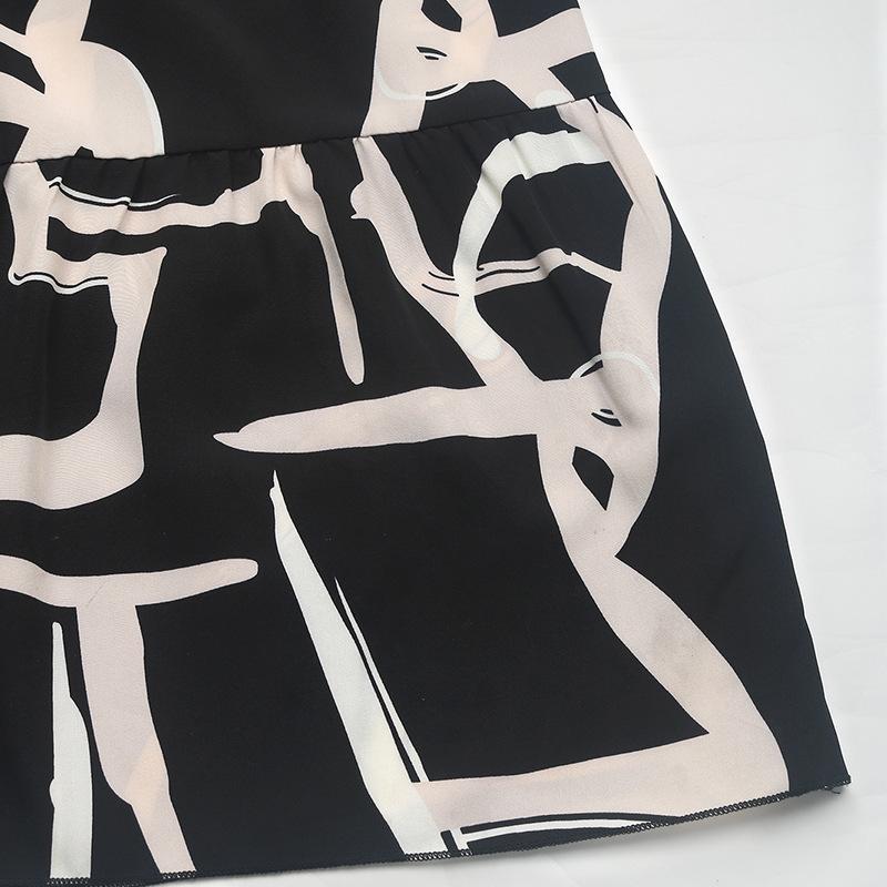 V-neck Clothes Skirt 2025 Autumn New He Print Long Dress