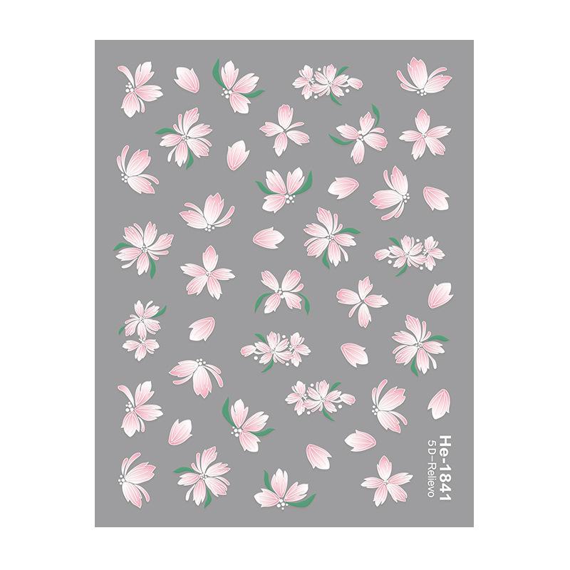 Redanco 5D Embossed Shell Light Nail Art Stickers - Small Flower Design He1842
