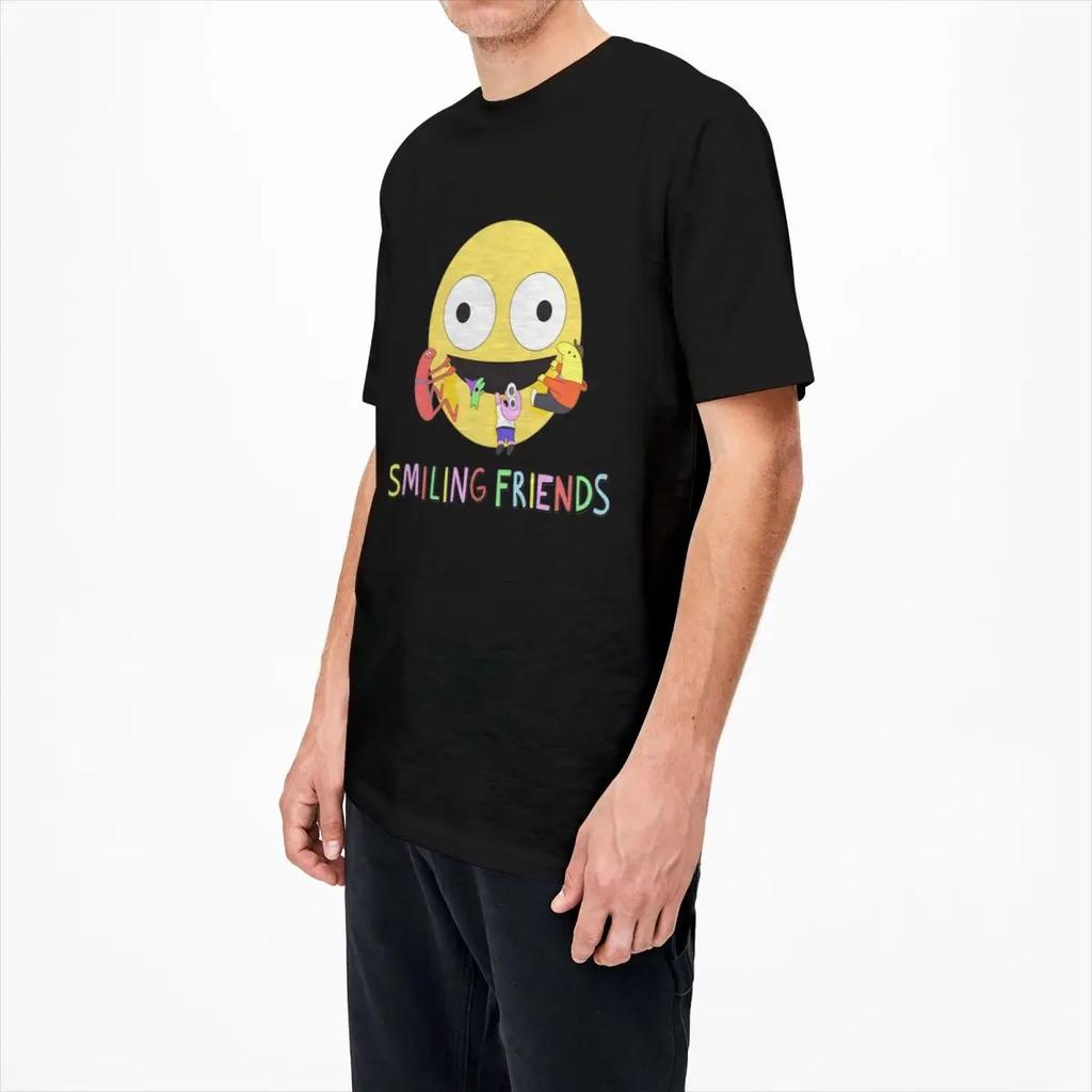 Men Women T-Shirt Smiling Friends Logo T-Shirts Harajuku Animated Television Summer Tee Shirt Custom Logo Pure Cotton Tops Gift