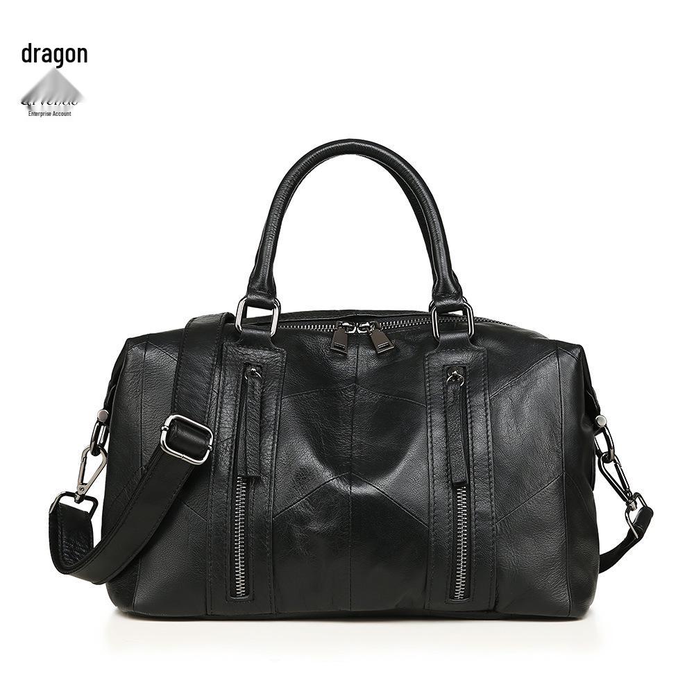 Women's Top Grain Cowhide Summer Tote: European & American Style, Large Capacity, Handbag & Crossbody.