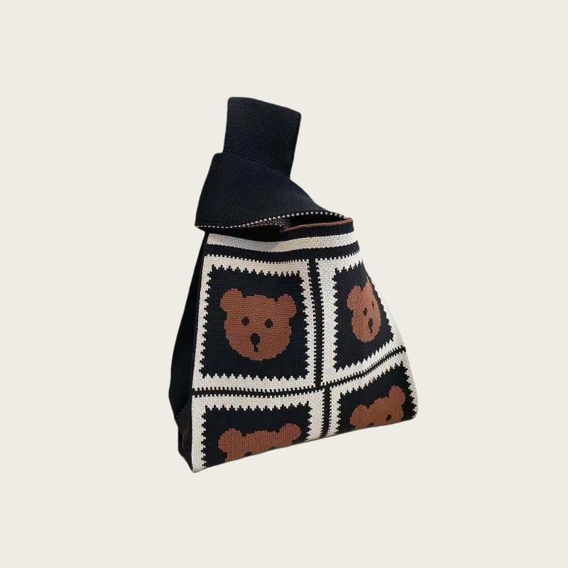 Gift bag birthday gift bag handbag handbag hand carry out panda handbag woven handbag knitting
