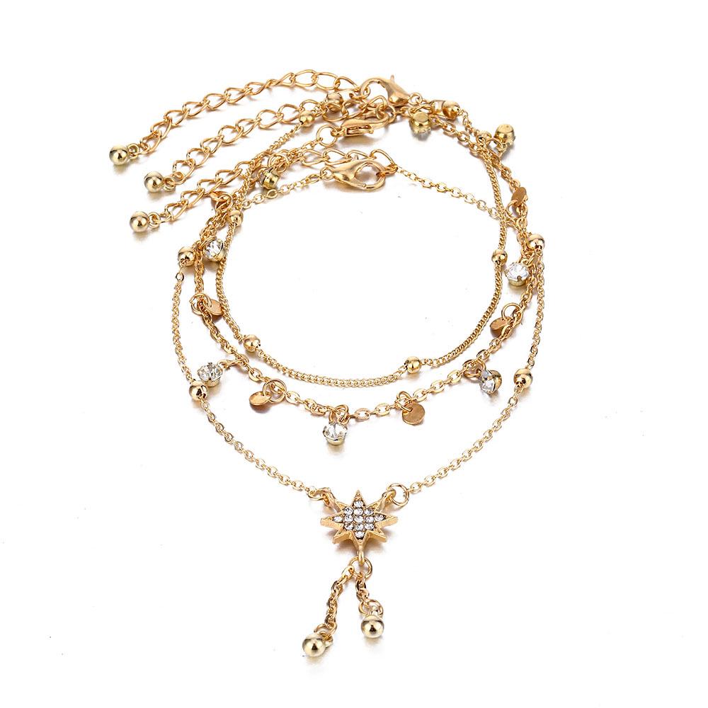

Богемный женский комплект с кисточками и звездами, классические бусины, цепочка на ножные браслеты, простой модный комплект летних пляжных вечеринок, ювелирных изделий