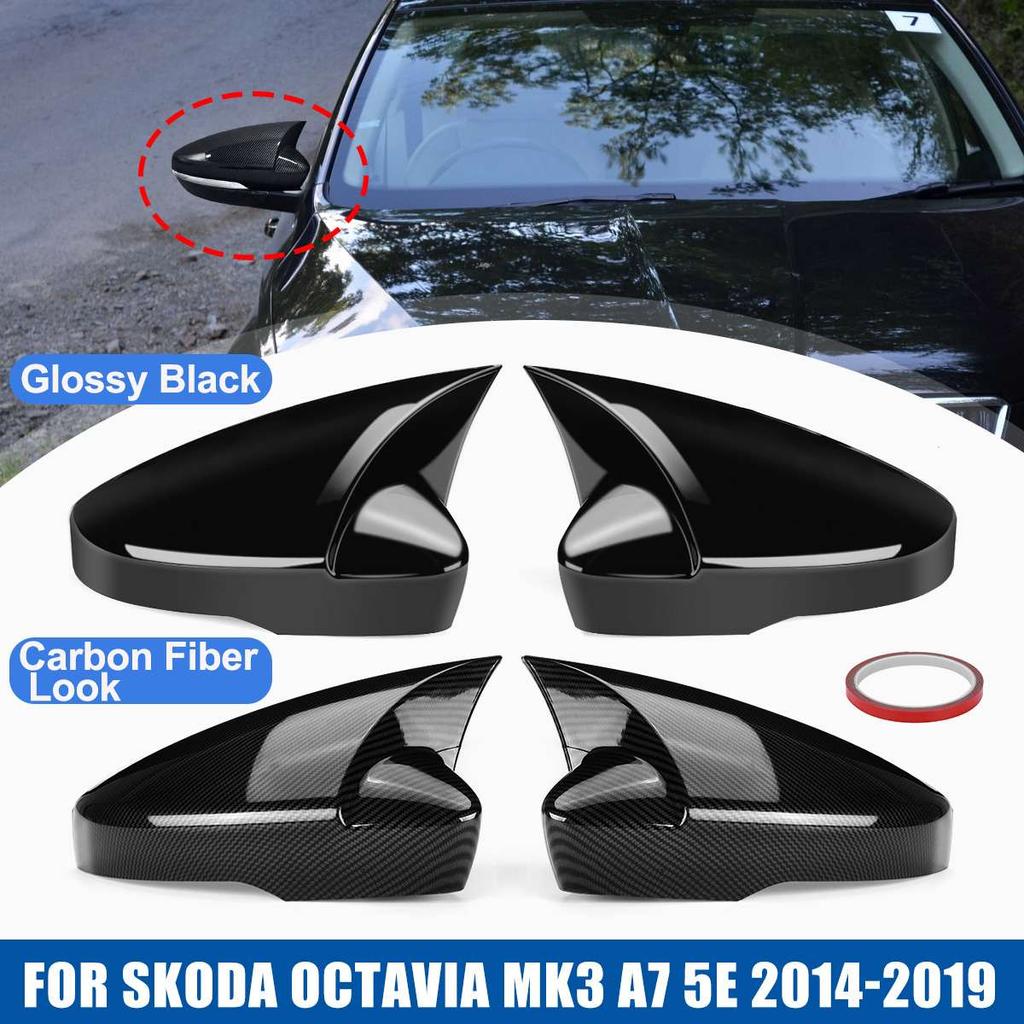 2X Add On Car Rearview Mirror Covers For Skoda For Octavia Mk3 A7 5E 2014 2015 2016 2017 2018 2019 Side Wing Mirror Caps