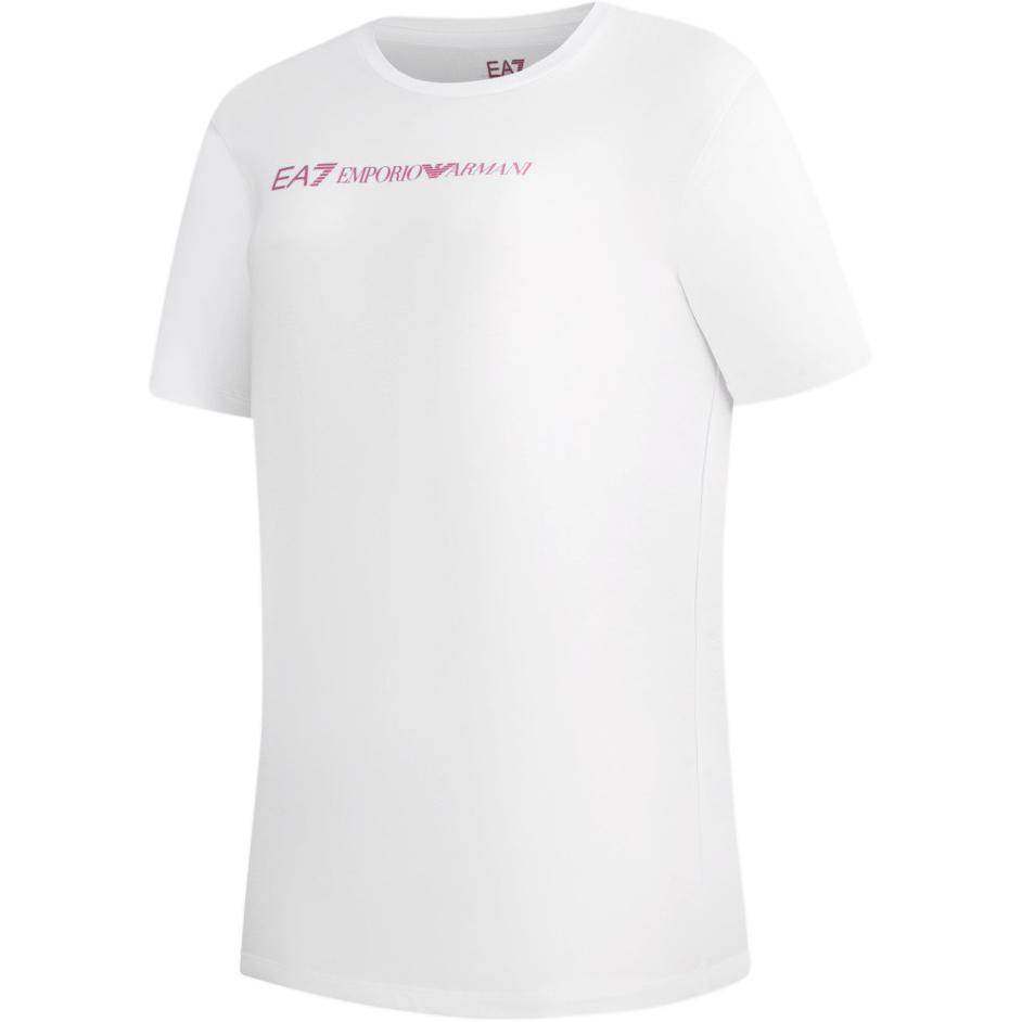 Emporio Armani EA7 SS23 Letter Logo Round Neck Pullover Short Sleeve T-Shirt Women tops White 3RTT13-TJFKZ-0193