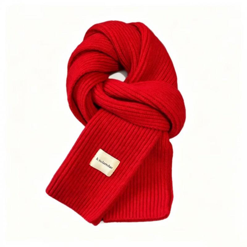 Korean Style Solid Color Knitted Scarf Women Warm Thick Neck Warmer Winter Accessory