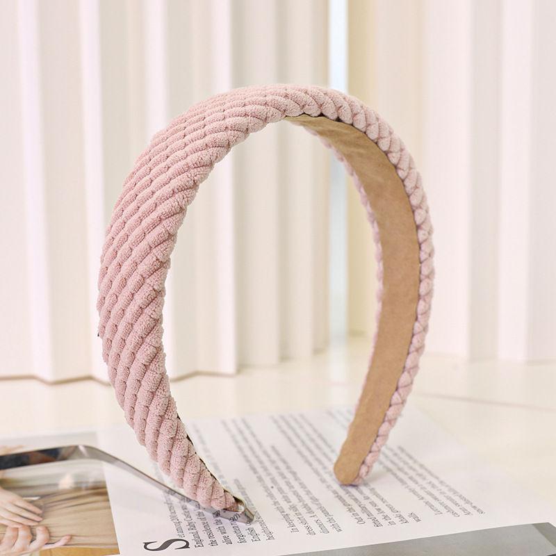 Hair Accessories Plaid Wide-Brimmed Corduroy Sponge Headband Fashion