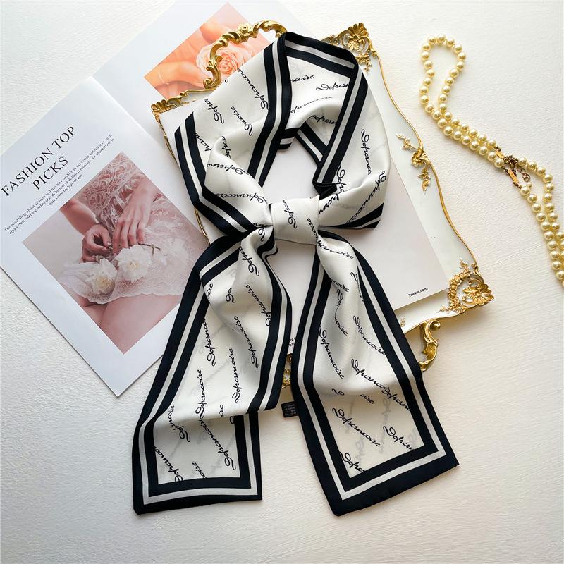 Women Luxury Design Print Silk Ribbon Female Foulard Floral Headband Neck Tie Bag Suit Scarf Hair Band Kerchief Neckerchief