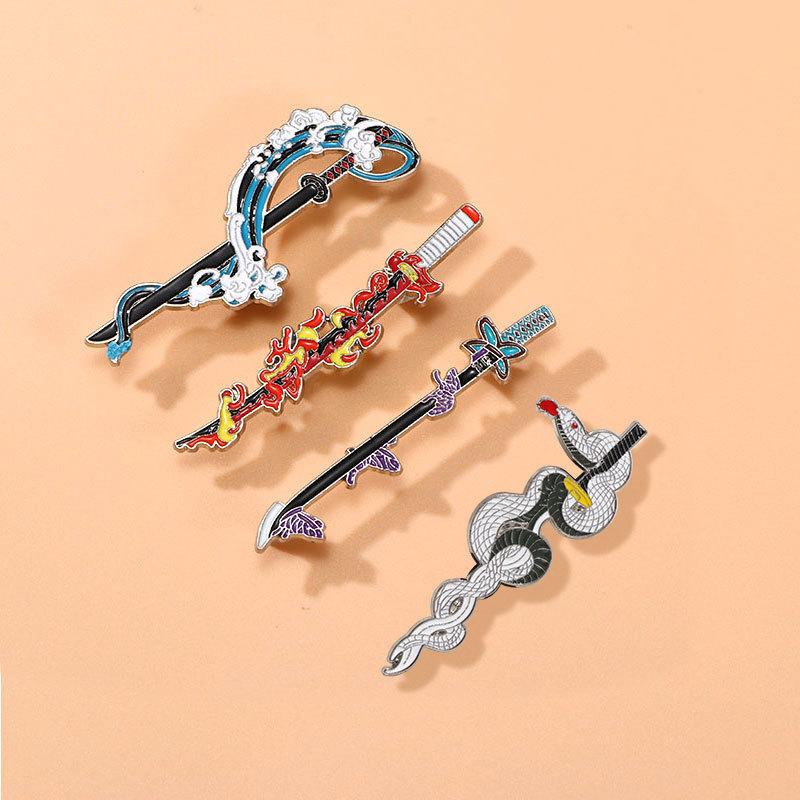 Cartoon Anime Ghost Slayer Blade Metal Badge Tomioka Yoshiyuki My Wife Sun Ichinosuke Weapon Brooch