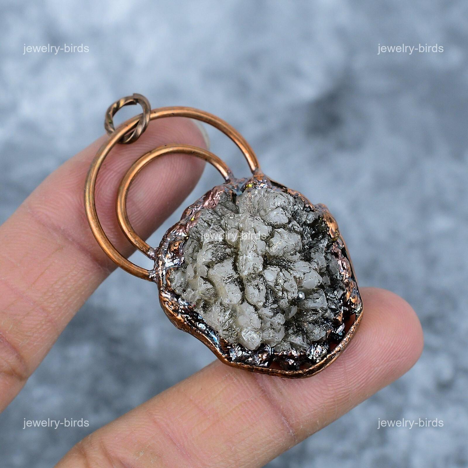 

Fancy Pyrite Druzy Stone Copper Electroformed Trendy Mother Gift Pendant Jewelry VP-49