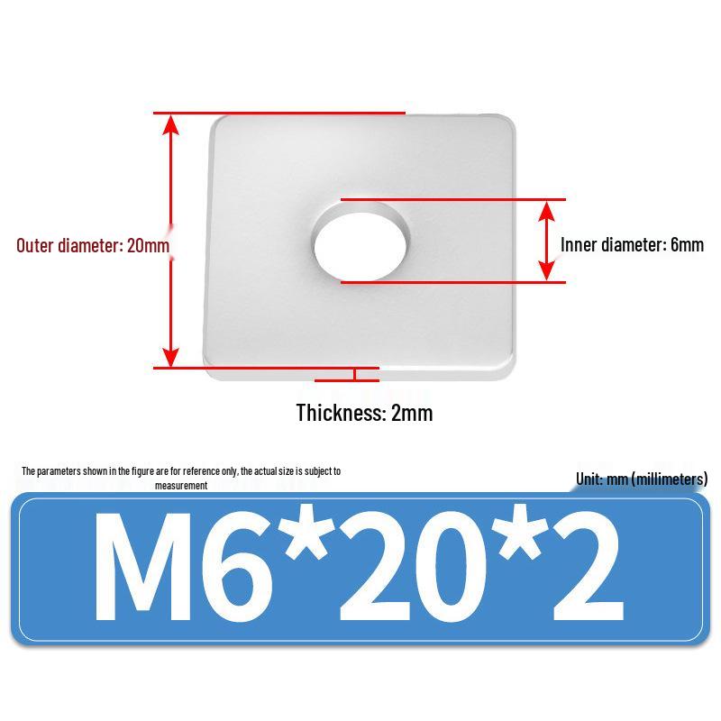 304 Stainless Steel Thickened Square Flat Washers M4-M24