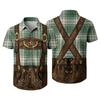 Men’s Short Sleeve Button Down Shirt with Vintage Festival Print Relaxed Fit Casual Party and Everyday Wear Top