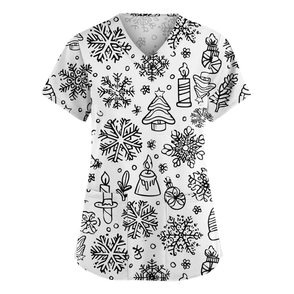 Γυναικεία Μόδα Ολόσωμη Φόρμα V-Λαιμόκοψη Κοντομάνικη Με Τσέπες Μπλούζες με Μοτίβο Ρούχα