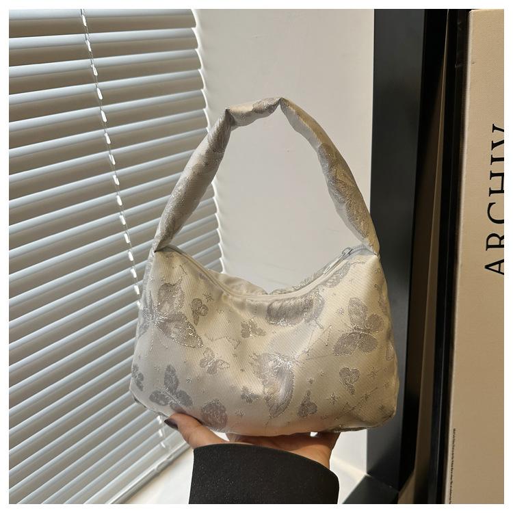 

2025 spring new fashion butterfly fresh casual foreign style solid color texture commuter bag portable small square bag серебряный
