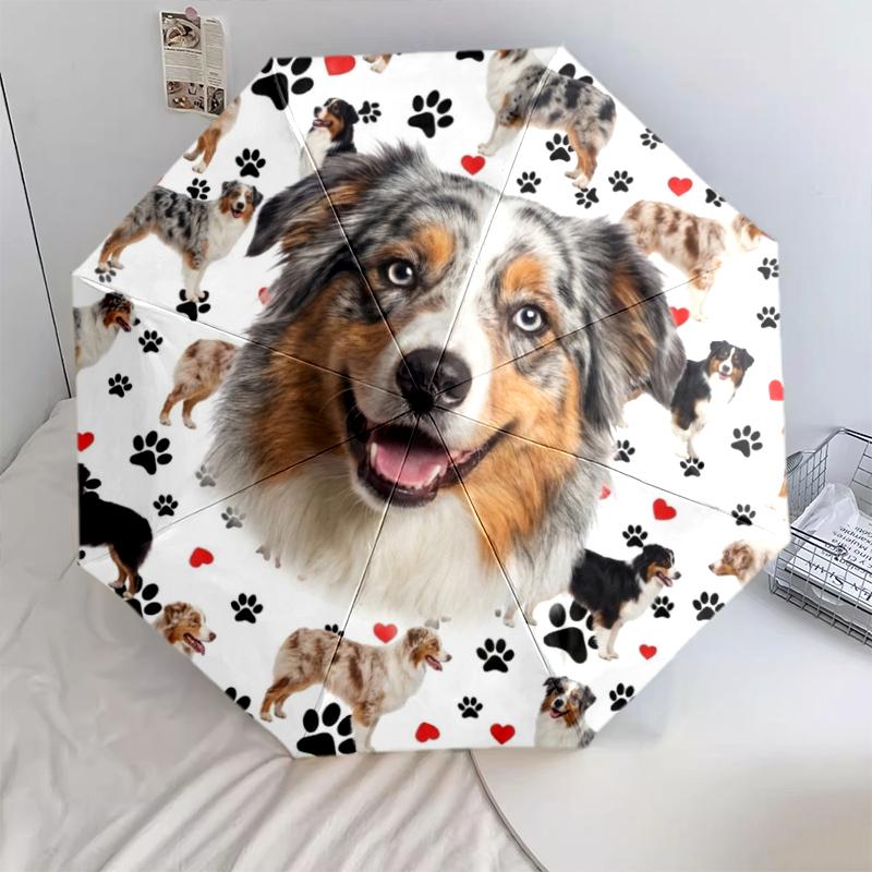 1 PC Automatic Folding Umbrella - Cute Pet Puppy Pattern, Portable & Foldable Design with 8 Ribs, Christmas Birthday Gifts