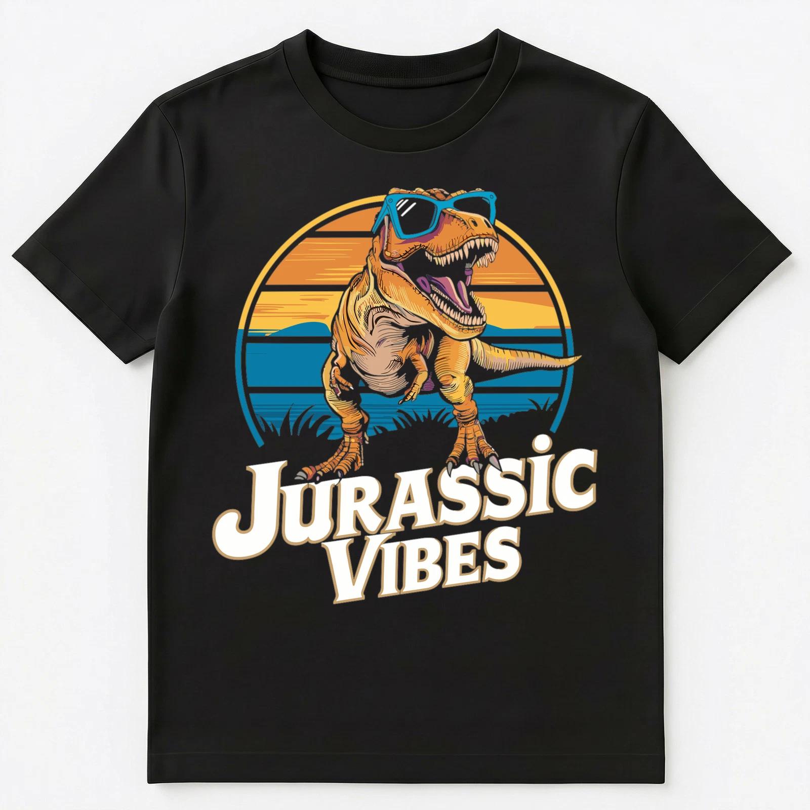 Funny T Rex Wearing Sunglasses Jurassic Vibes Unisex T-Shirt M