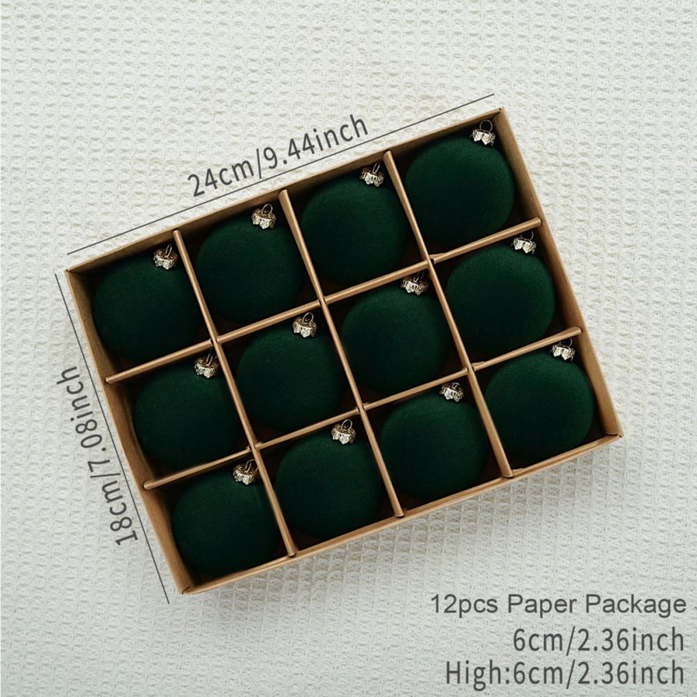 12pcs/box Velvet Christmas Ball Pendant 6cm Christmas Tree Decoration Ball Set With Gift Box 2025 New Year Xmas Decorative Balls