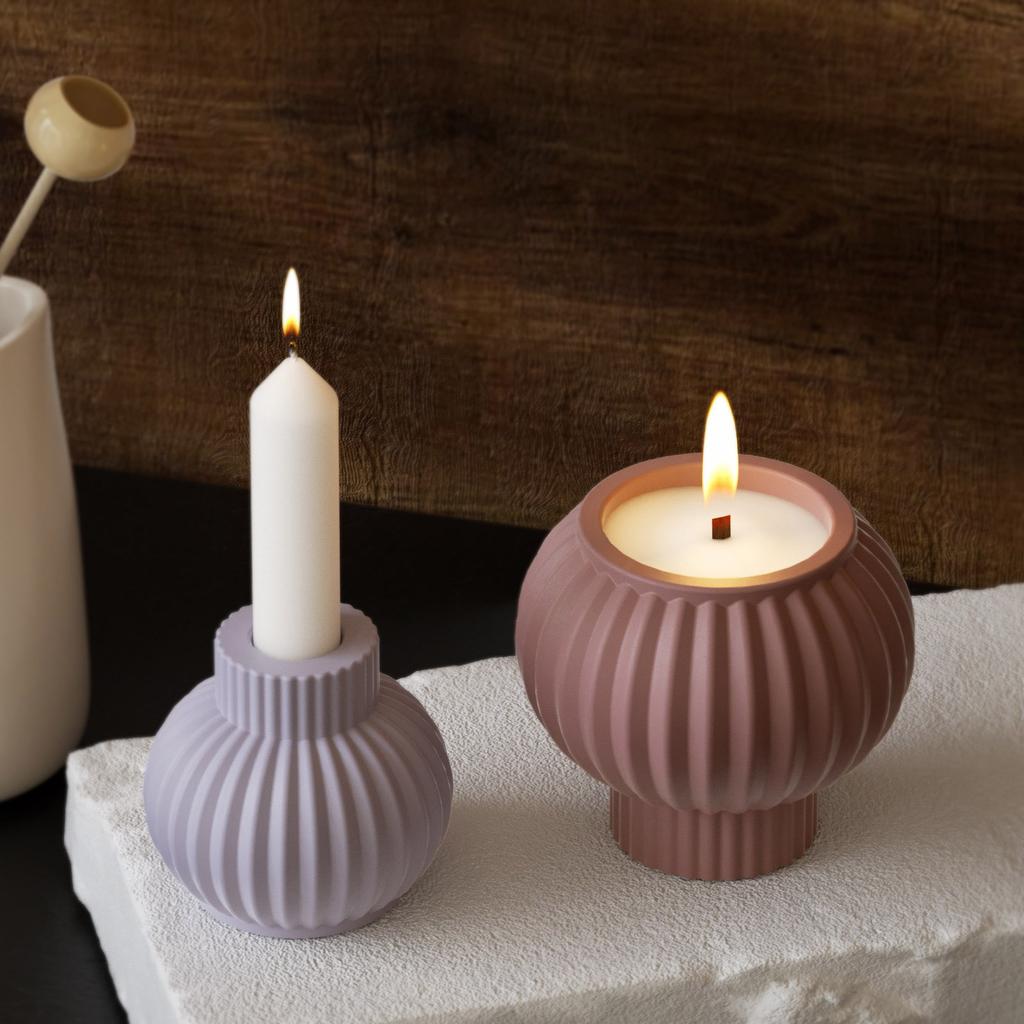 Silikonové ručně vyráběné formy s unikátním 3D pruhovaným vzorem na základny svíček vhodné pro nadšence do bytových dekorací