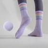1 Pair Yoga Socks Anti Slip Silicone Mid-Calf Women Sports Socks 95% Cotton Sweat-Absorbent Anti-Odor Breathable Socks