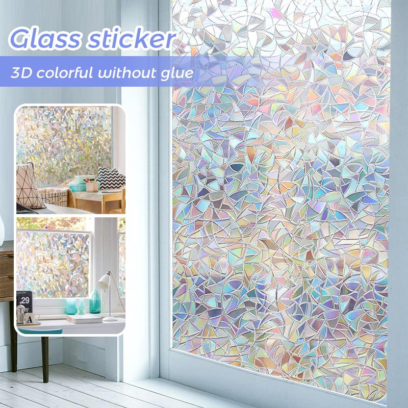 Fensterfolien mit 3D-Regenbogeneffekt, Sichtschutz, dekorative Folie, UV-Schutz, nicht klebend, statisch haftende Glasaufkleber
