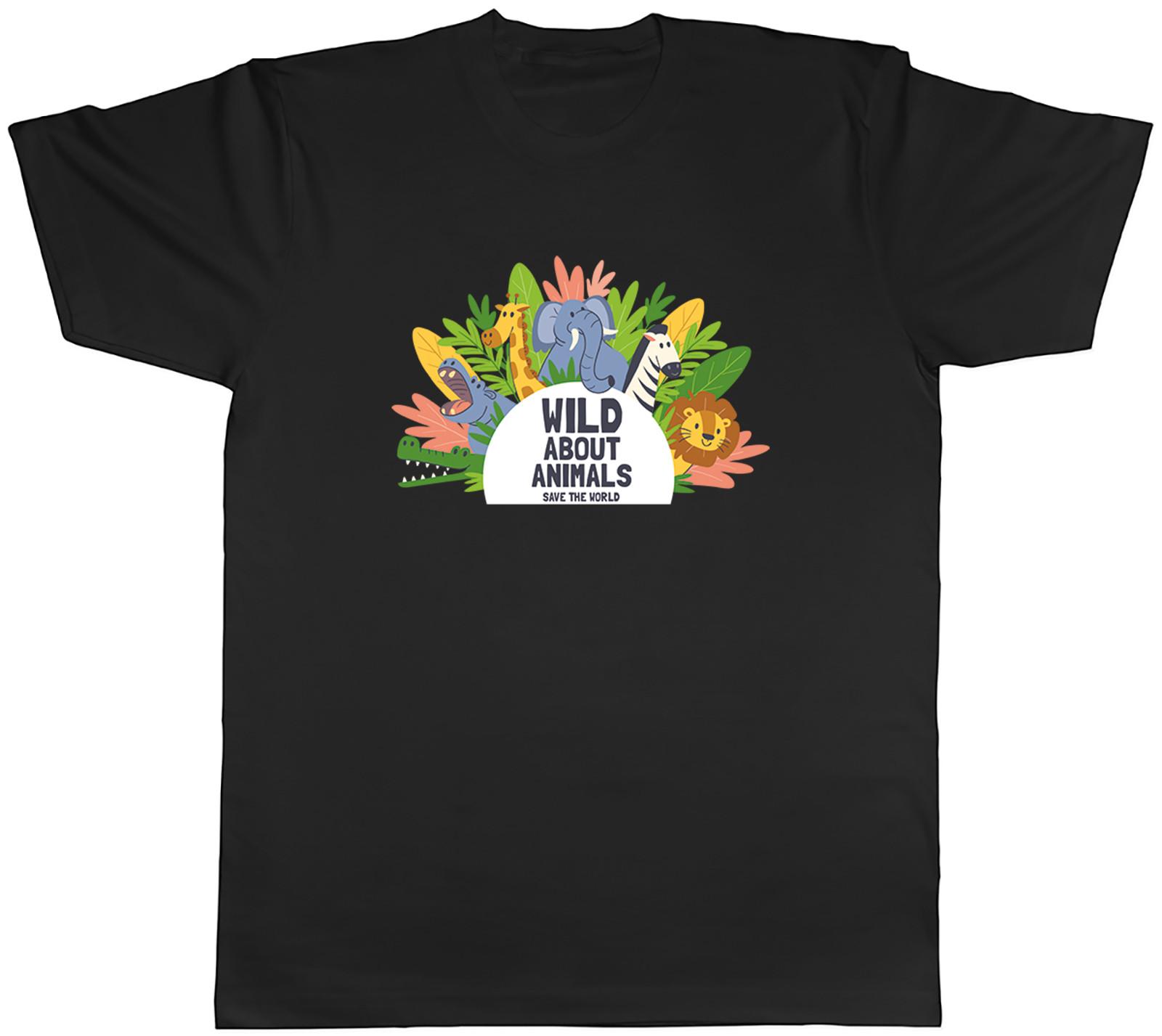 Wild about Animals Save the World Mens T-Shirt Tee Gift Top S