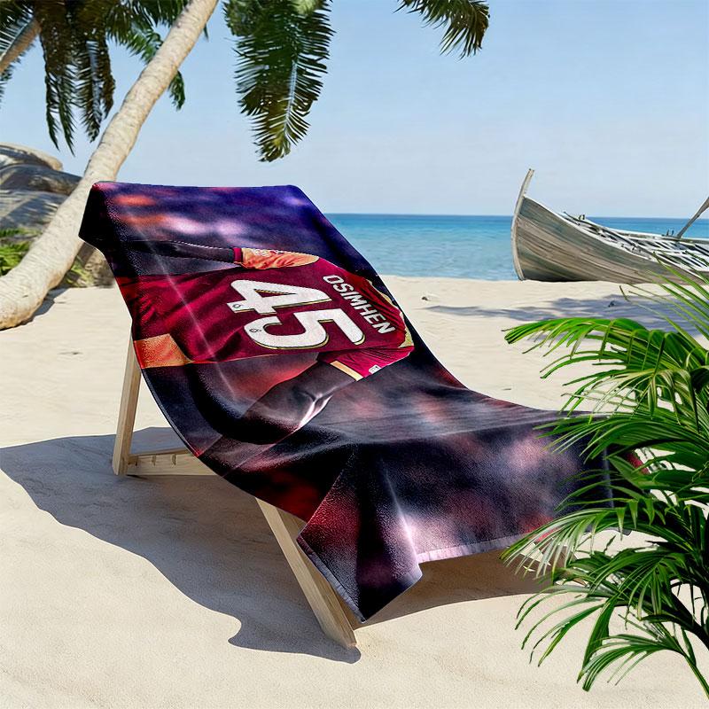 Galatasaray Victor Osimhen Print Beach Towel, Large Soft Quick Dry Towel for Beach Camping Swimming