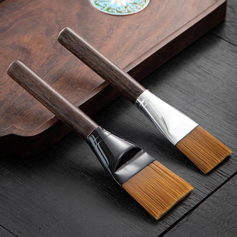 Ebony Wood Tea Tray & Pot Brush Set